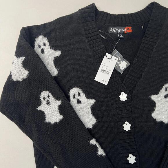 Women's Ghost Graphic Cardigan - Black - Picture 6 of 7